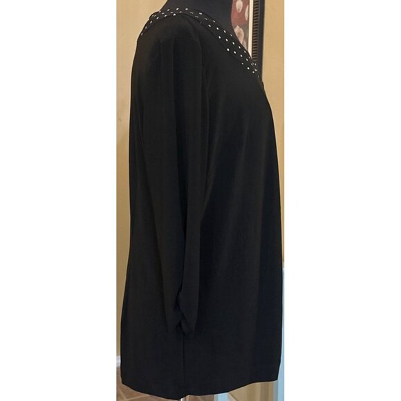 Perceptions New York Open-Front Black Blouse Polyester Blend Women Size 14-READ - Picture 6 of 16